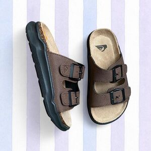 Kids Brown Double-Buckle Slide Sandals quicksilver size 11